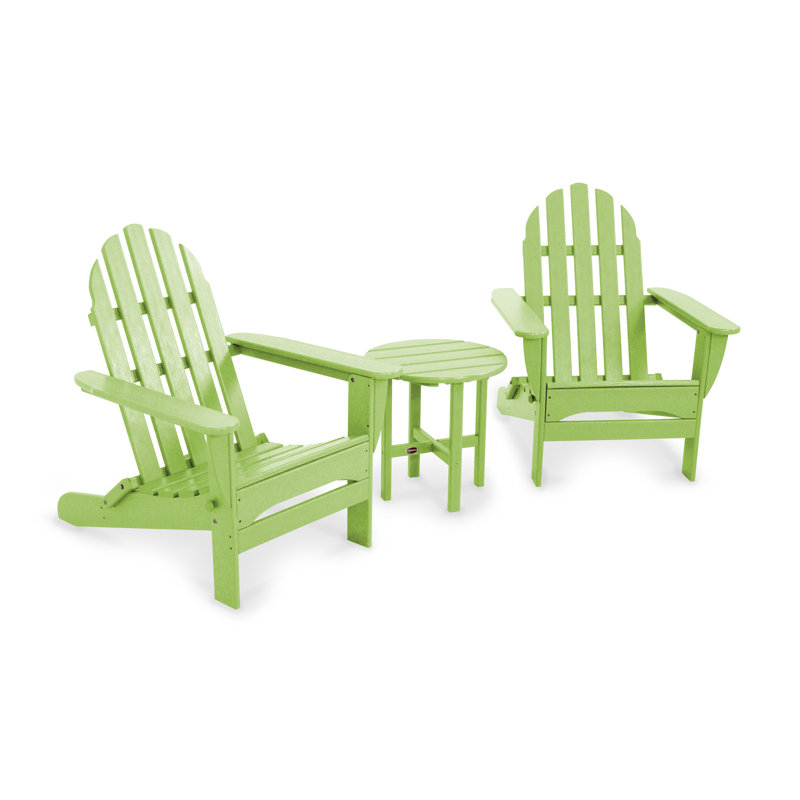 POLYWOOD Classic Adirondack Folding Adirondack 3-Piece Set, Lime