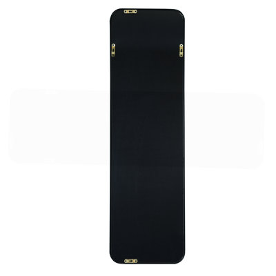 47" x 14" Black Over-the-Door Wall Mirror – Full-Length Aluminum Alloy Framed Rectangular Mirror, HD Shatterproof Hanging Mirror for Bedroom & Closet