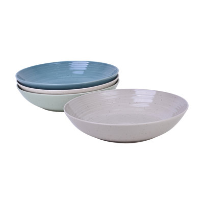Sango Siterra Artist's Blend Stoneware Soup Bowls Multi Assorted Colors, Dishwasher Safe