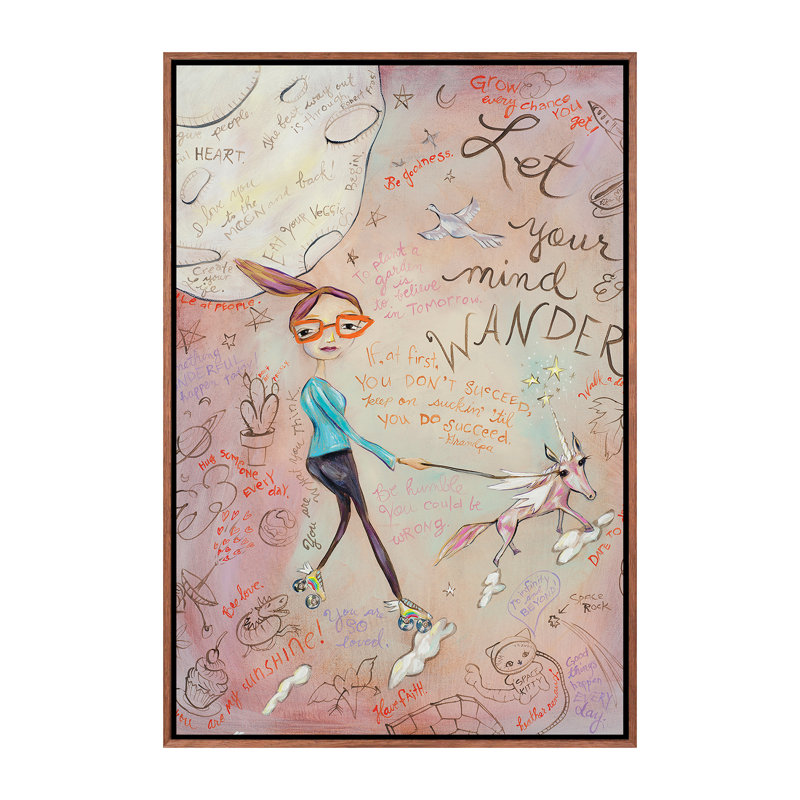 «Let Your Mind Wander» par Heather Renaux - impression d'art graphique, Toile avec cadre brun, Pas de tapis