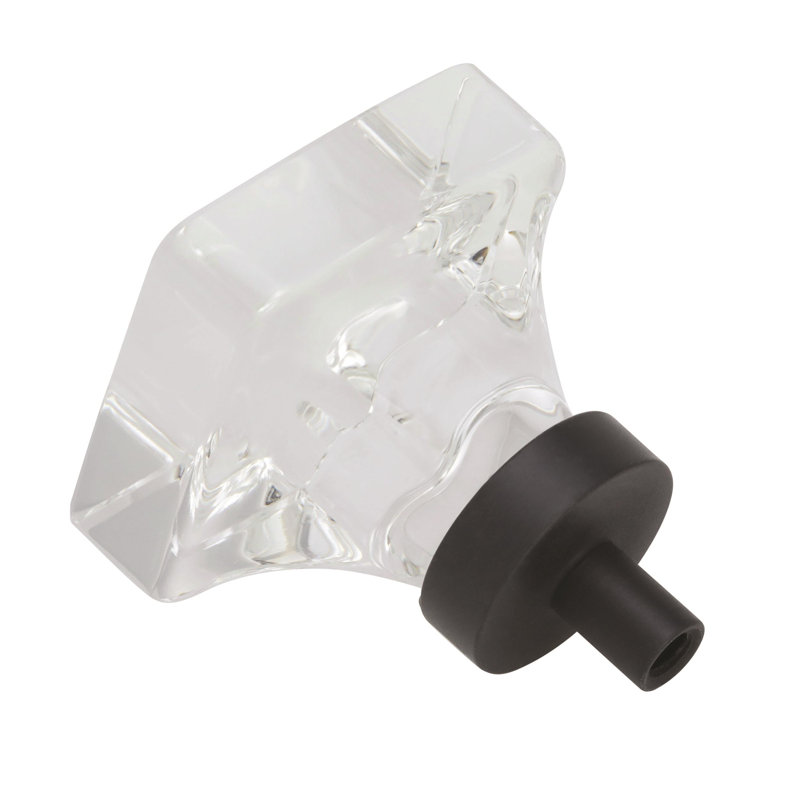 Glacio 1 3/8" Length Square Knob, Clear Crystal/Oil Rubbed Bronze