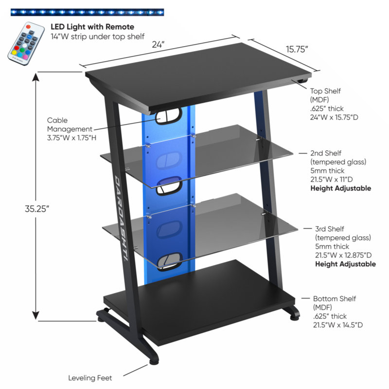 Tiphanee Glass Computer Desk, Blue