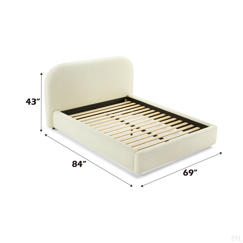 Lit en tissu Arden, Double, Tissu / bois synthétique