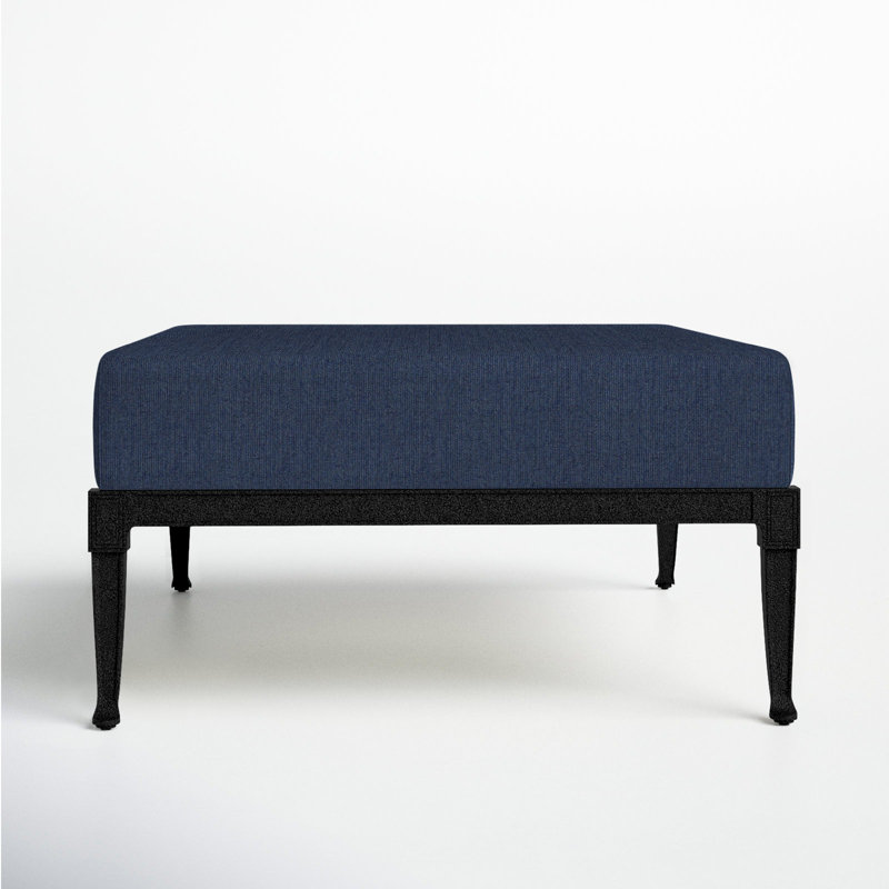 Wiltshire Outdoor Ottoman, Spectrum Indigo Sunbrella® Plainweave, Textured Black