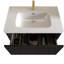Meuble-lavabo contemporain de 30 po avec chêne rayé noir, lavabo blanc et espace organisé.-754257066-754257065