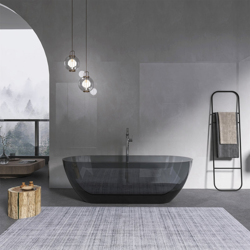 57 Inch Freestanding Solid Surface Soaking Bathtub For Bathroom