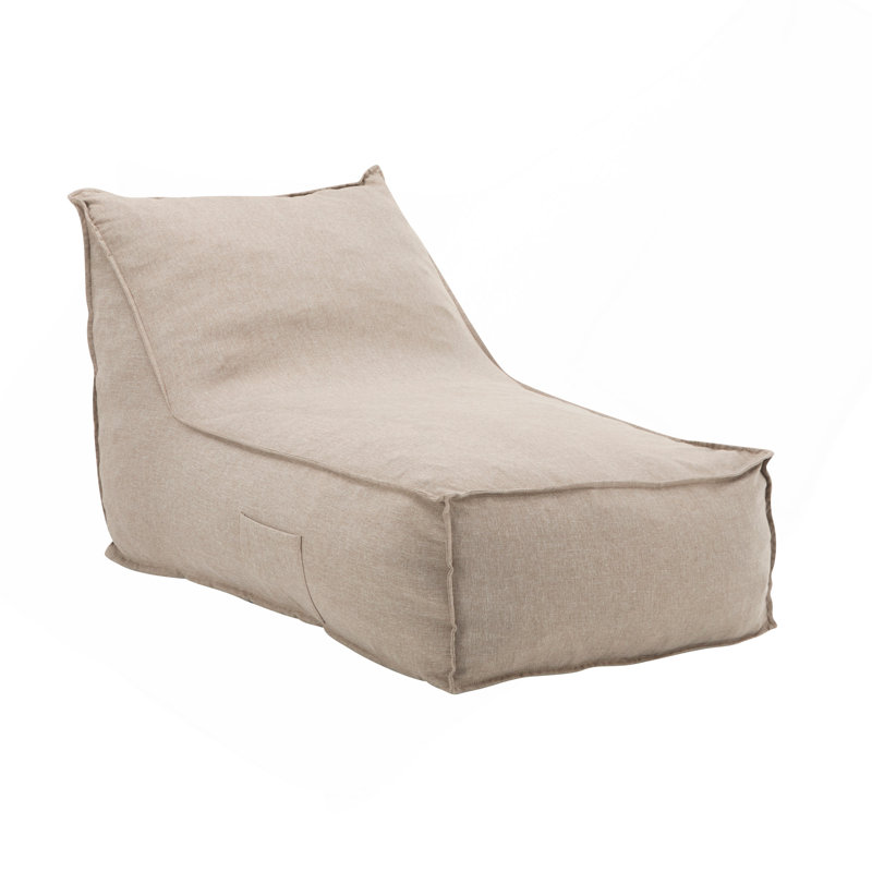 Perry Outdoor Bean Bag Lounge Chair, Beige, Set Of 1, Beige Fabric