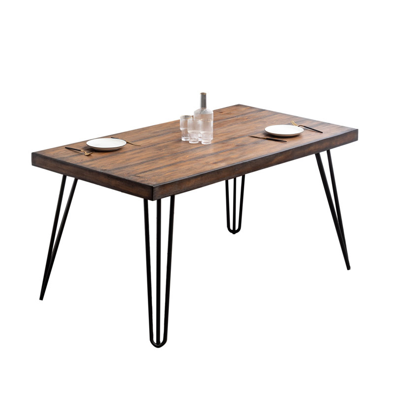 Dorann Pine Metal Base Dining Table