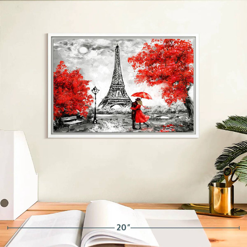 Paris Couple Pop, Cadre flottant blanc, 13 po x 9 po