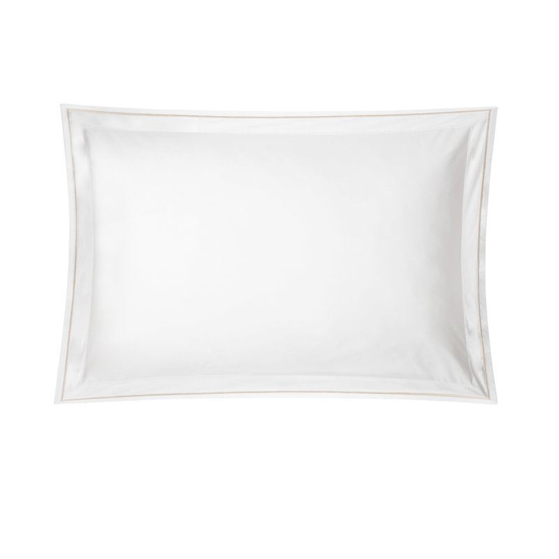 Sierra 100% Egyptian cotton percale Shams, white/ latte, Boudoir