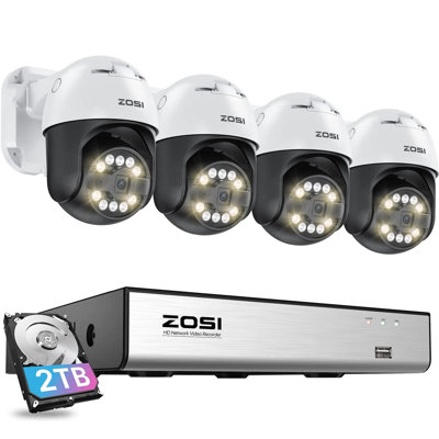 8CH 4K PoE NVR Security Camera System with 2TB HDD, 5MP Outdoor 355Â°PTZ PoE Camera, 2-Way Audio -  ZOSI, 8SQ-2965W4-20-US-A10