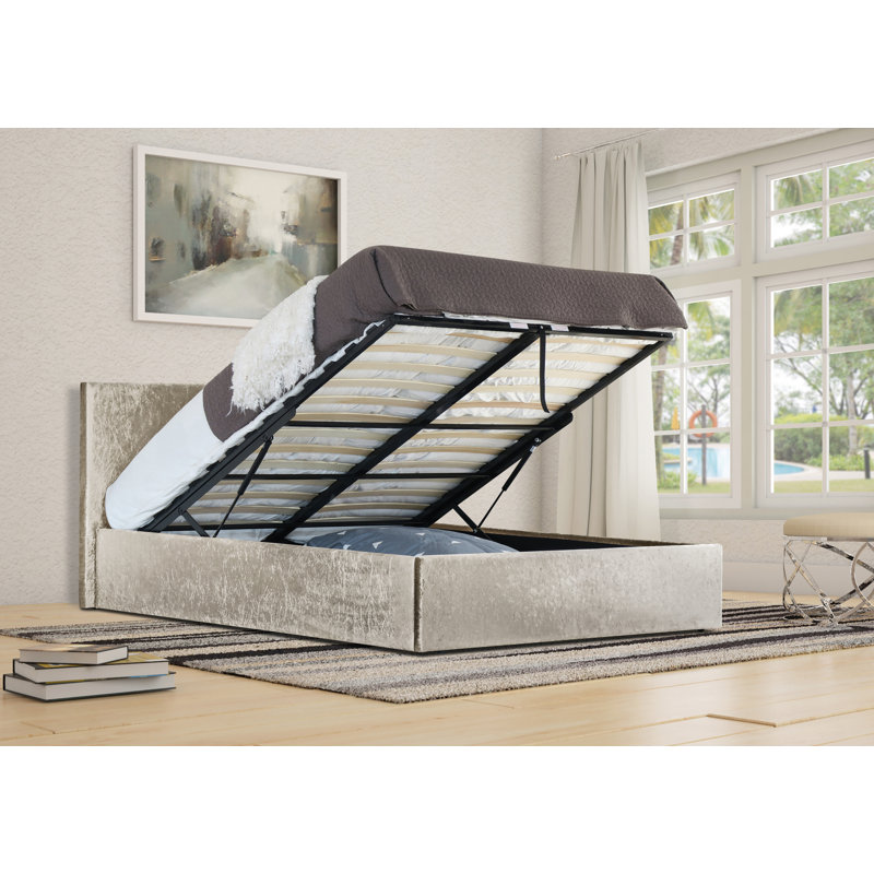 Dodson Upholstered Ottoman Storage Bed, Cream, Single (3')