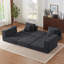  Canapé-lit modulaire en L 102,1 po, chaise longue et assise profonde en chenille gris foncé, sans assemblage-970158205