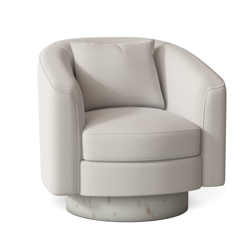 Camino Upholstered Swivel Barrel Chair, Antique White, White 5555-000