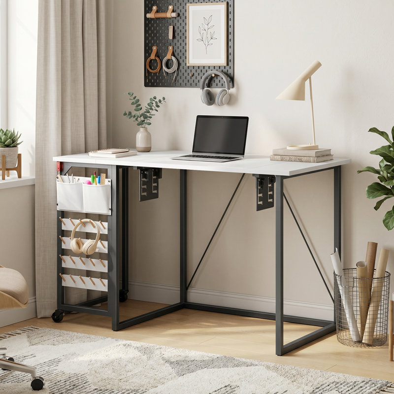 Table de couture pliable 47,2 po x 23,6 po avec plateforme et roues pour machine à coudre