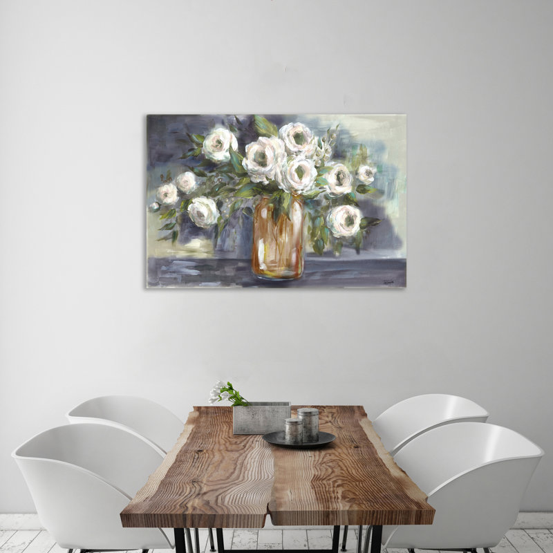 «Blooms In Mason Jar IX», toile tendue par Winston Porter, H 32 po x l 48 po x P 1,5 po