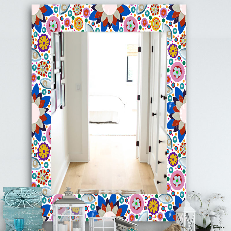 Miroir mural 19 bohémien et éclectique fleur, H 24 po x l 32 po