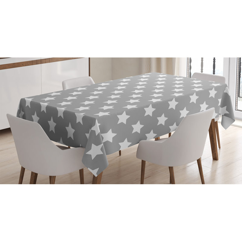 Ambesonne Star Tablecloth, Big Stars Pattern Monochrome Modern Baby Nursery Design Starry Night Themed, Rectangular Table Cover For Dining Room Kitchen Decor, 52" X 70", Grey White