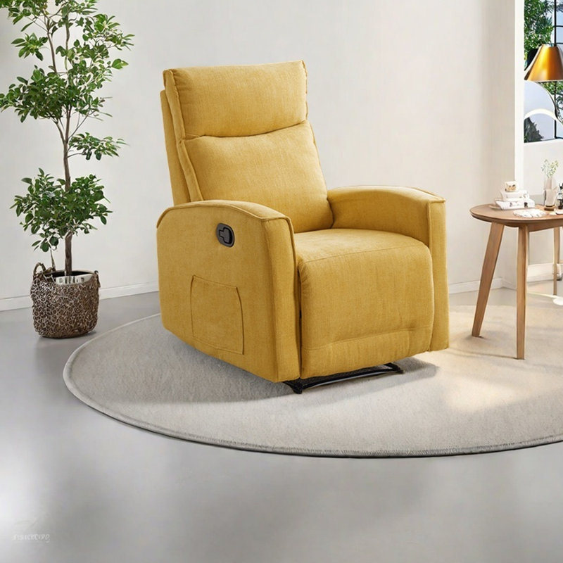 Ergonomic recliner in Minimalist style, Yellow Linen Blend
