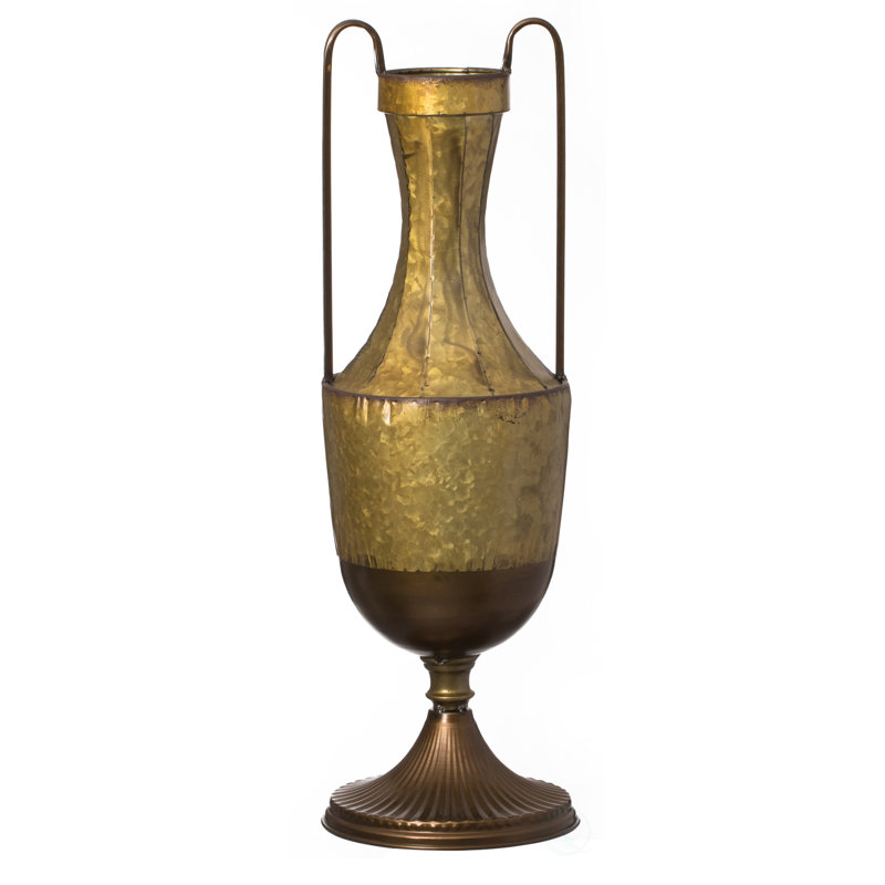 Metal Jug Floor Vase with 2 Handles - for Entryway, Living Room, or Dining Room, 25.75" H x 8.3" W x 8.3" D