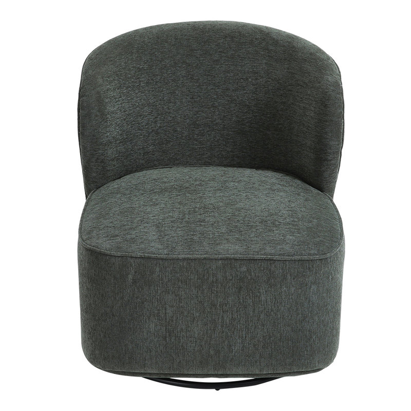 Elanora Upholstered Swivel Barrel Chair, Dark Green, Linen