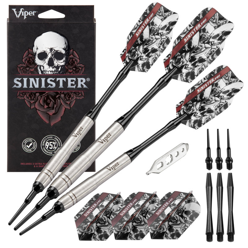 Ensemble de fléchettes Viper Sinister 95% tungstène, Baril nervuré