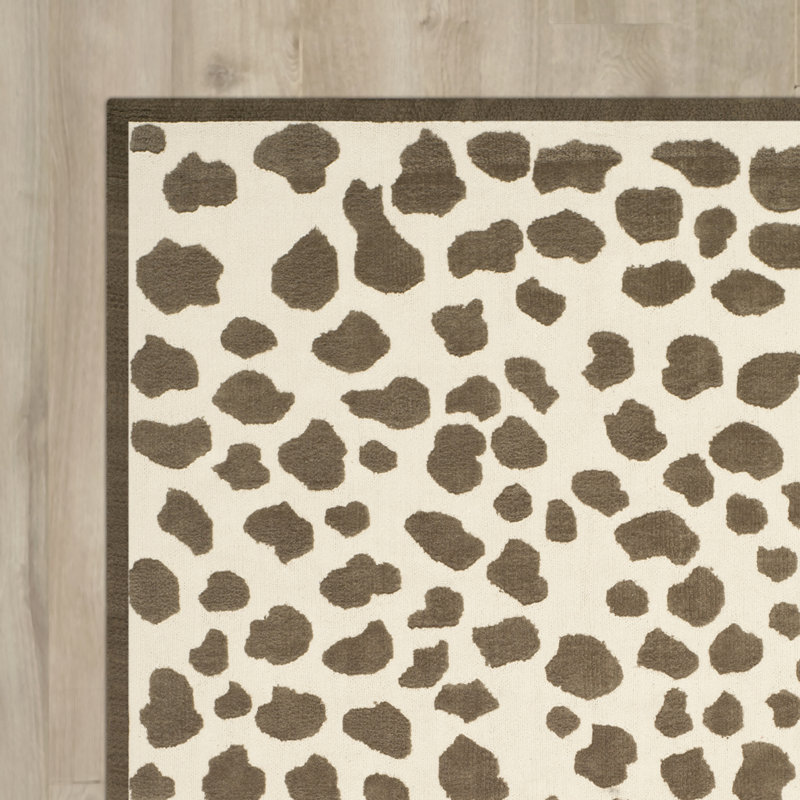 Ivory and Grey Hand-Tufted Wool Kids Area Rug, 5' x 8'
