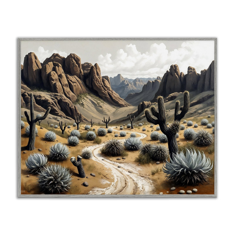 Cactus Canyons Pathway, giclée encadrée, design par Tabz Jones, Estampe numérique Farmhouse, H 11 po x l 14 po