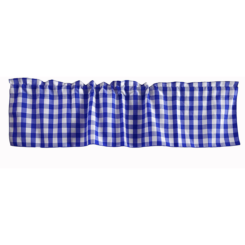 Cantonnière sur mesure l 58 po Haideh Gingham, L 58 po x L 14 po, Bleu royal