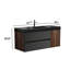 Meuble-lavabo mural en noyer et quartz noir