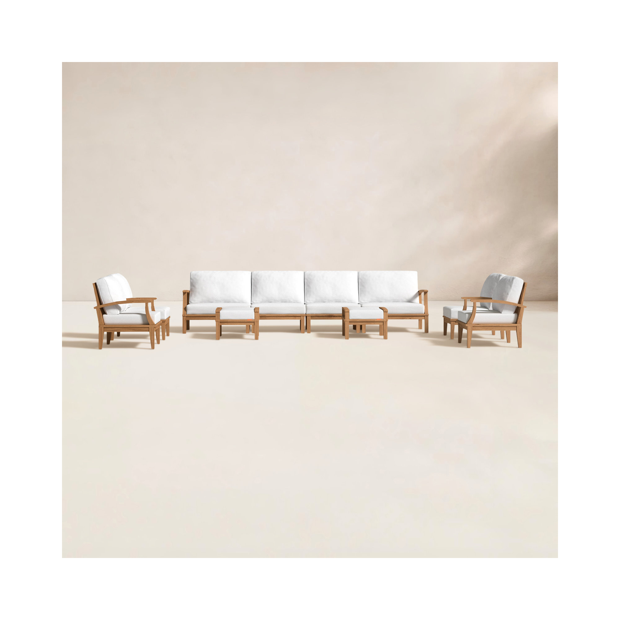 Modway Marina 10 Piece Outdoor Patio Teak Set, White