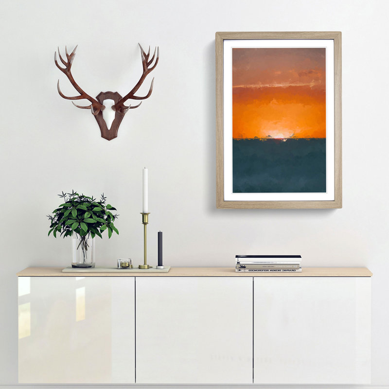 Sunrise Horizon in Abstract - Picture Frame Graphic Art Print, Oak Framed, 65cm H x 48cm W x 2cm D