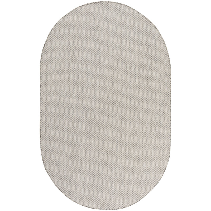 Tapis intérieur / extérieur ivoire / argent Anastasia, Oval 6 pi x 9 pi