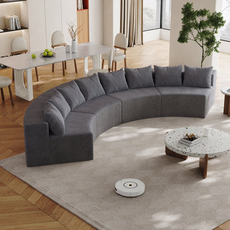 Canapé incurvé pour salon douillet Canapé modulaire incurvé en velours côtelé avec 8 coussins, canapé modulaire symétrique incurvé pour chambre à coucher, salon, bureau pour les loisirs ou sieste, salle de lecture et vestibule
