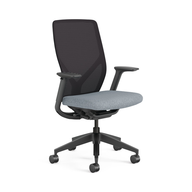 HON Flexion Mesh Ergonomic Office Chair, Vinyl, Black Frame, Black, Black Vinyl, Black