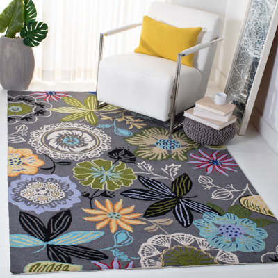 Tapis d'intérieur / extérieur gris / vert crocheté à la main Doyle