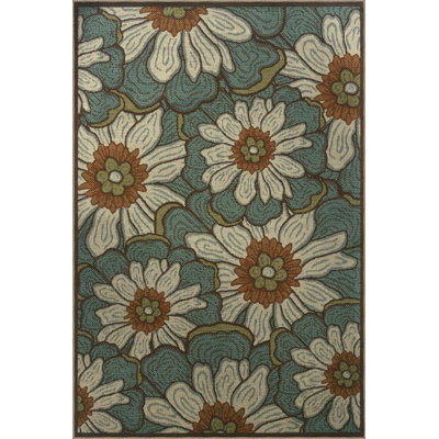 Tapis décoratif moderne à motif de marguerites vertes