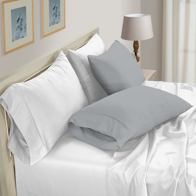 Sharyan 100% Cotton Percale Pillow Case, Light Gray