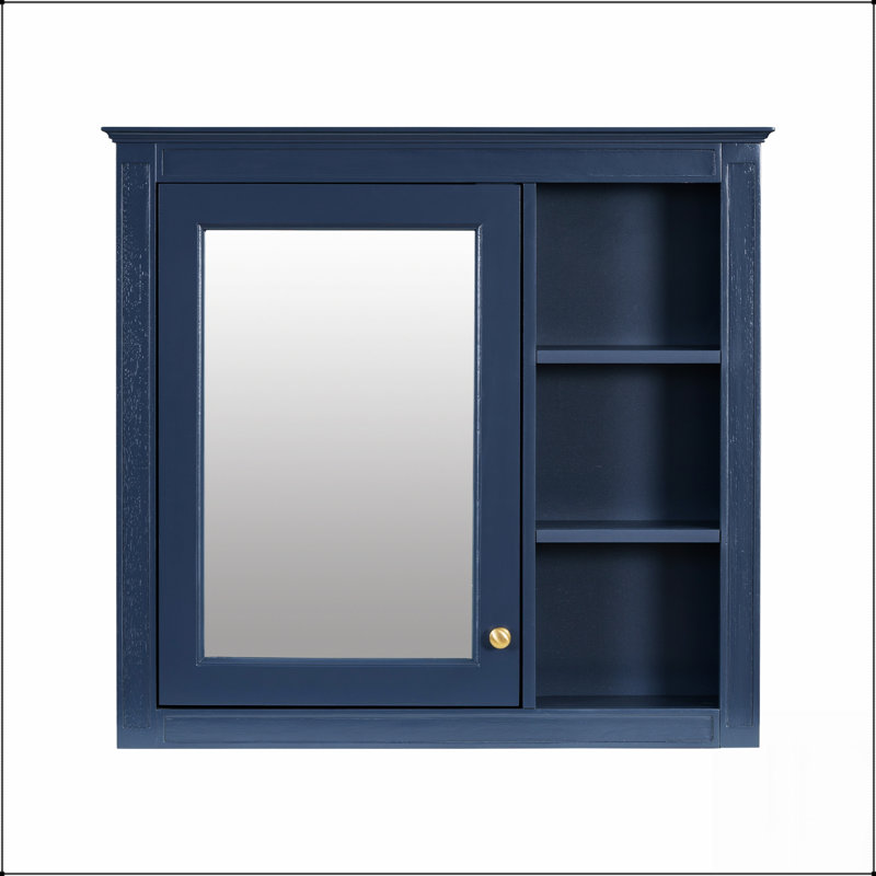 Armoire de rangement murale avec miroir, 3 tablettes ouvertes, design moderne pour une organisation et un style améliorés