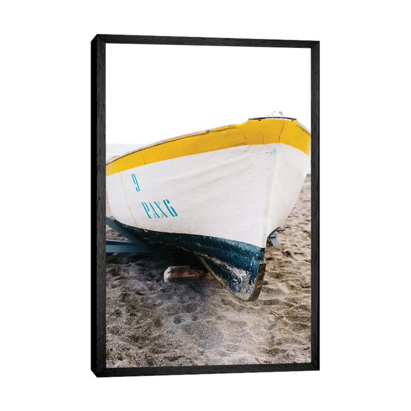 Positano Boat 1 Piece Wall Art on Canvas, 101.6cm H x 66.04cm W x 3.81cm D, Black Framed
