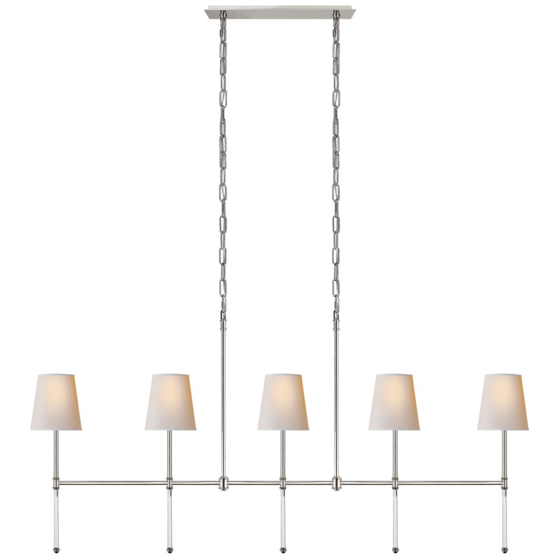 Suzanne Kasler Camille Medium Linear Chandelier, Polished Nickel, Fabric
