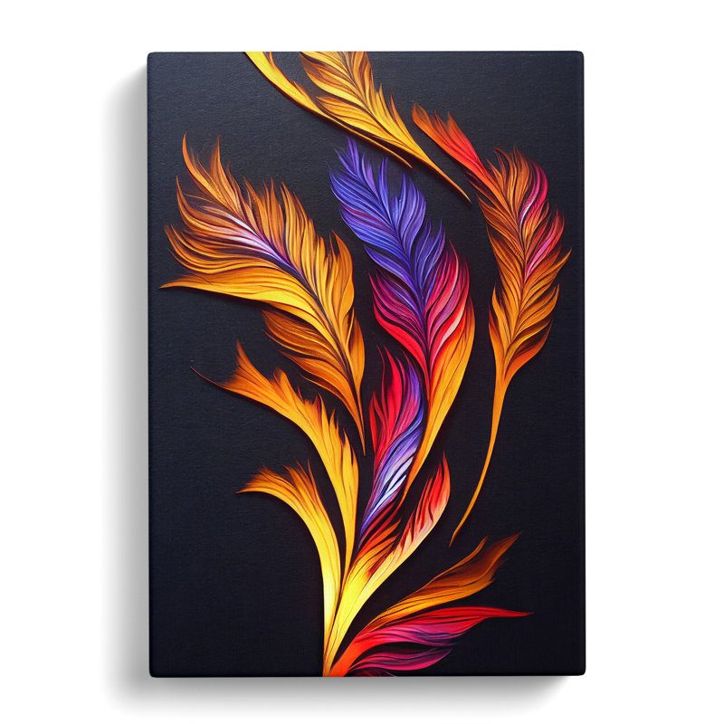 Flaming Feathers - Wrapped Canvas Print, 50cm H x 35cm W x 3cm D