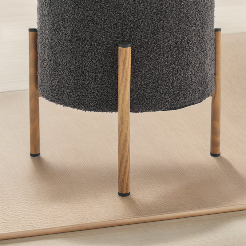 Modern Round Storage Stools With Base, Grey