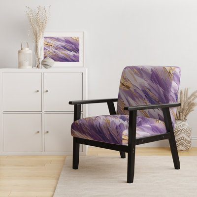 Mauve et or Dynamic Abstractions II - Fauteuil rembourré contemporain, fauteuil d'appoint abstrait moderne