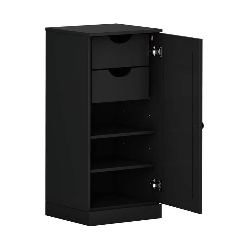 Armoire de rangement 100% bois massif, porte Shaker, 2 tiroirs, tablettes réglables, 16,5 po de largeur, 35,75 po de hauteur