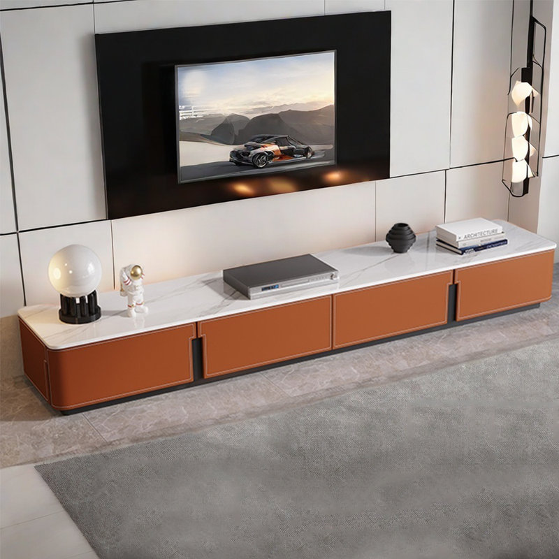 Meuble télé moderne et haut de gamme, Orange, 86.61"