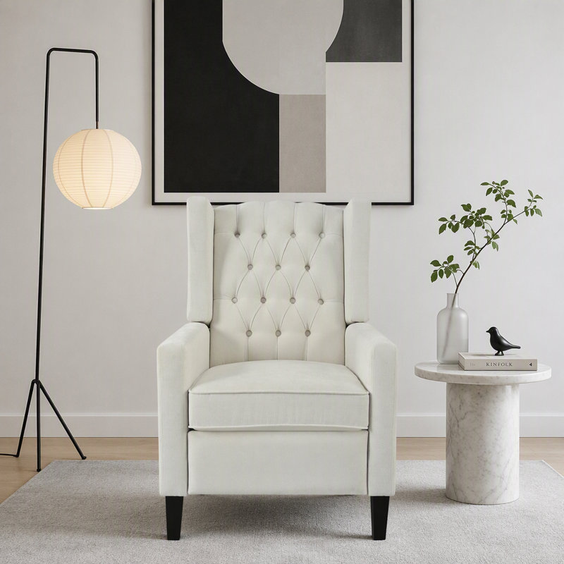 Fauteuil inclinable manuel à oreilles réglable. avec table d'appoint pliable, ports de chargement USB, chaises inclinables modernes confortables pour le salon, la chambre à coucher, le dortoir, le bureau