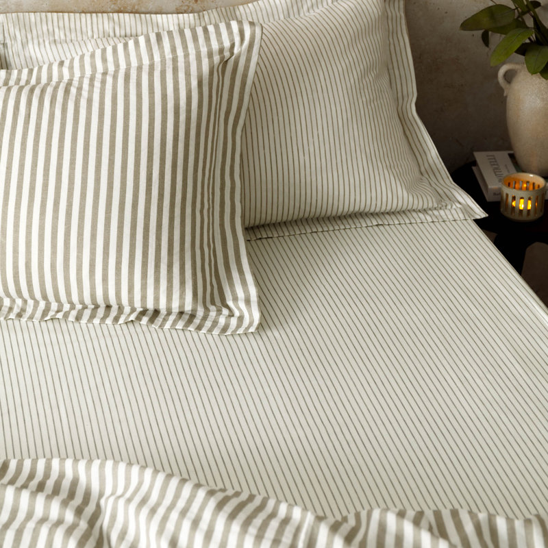 Sigita 100% Cotton Standard Fitted Sheet, Brown, Double (4'6)