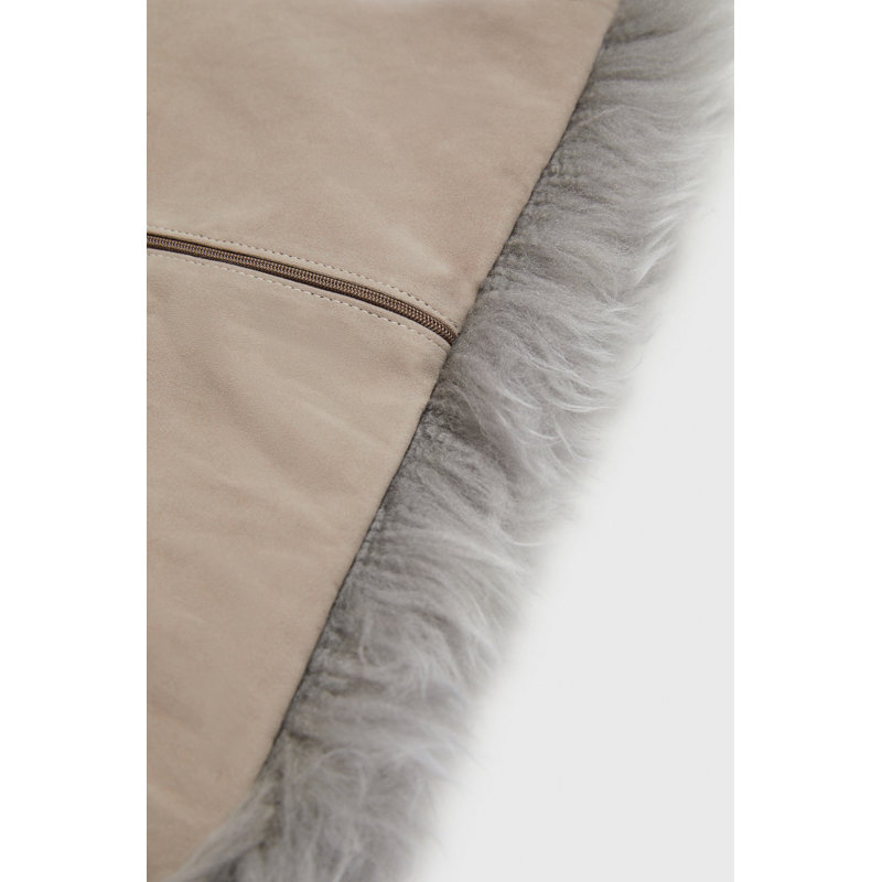 Teton Sheepskin Scatter Cushion Cover, Light Grey