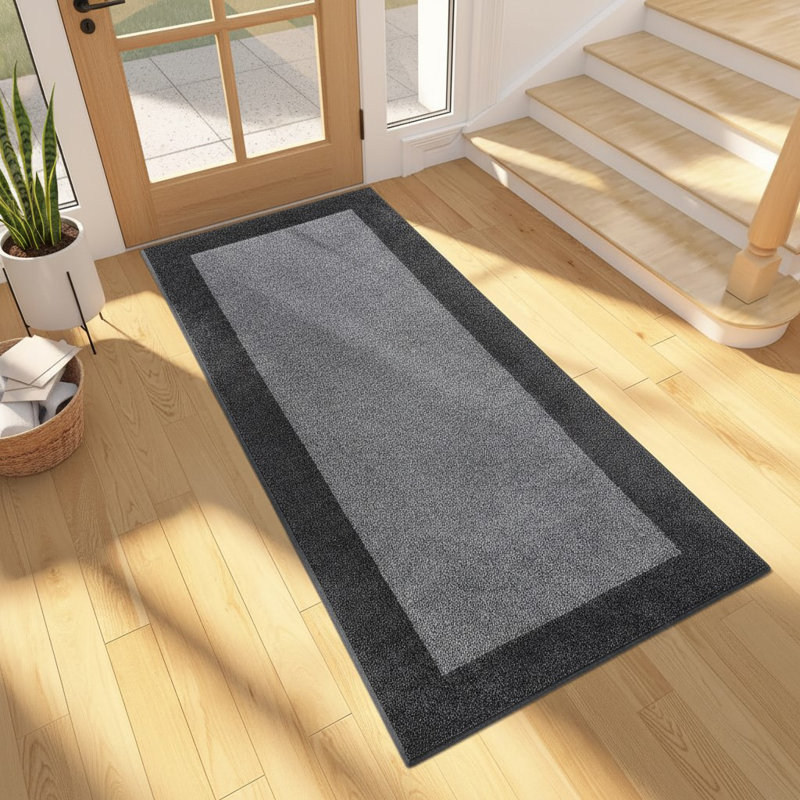Non-Slip Geometric Doormat, Gray